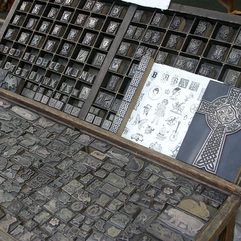 Printing block stamps - Pierrepont Arcade Market, Camden Passage, Islington